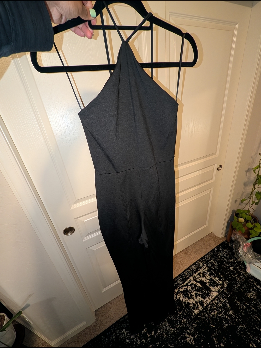 2 Black Jumpsuits- 1 Halter 1 Long Sleeve